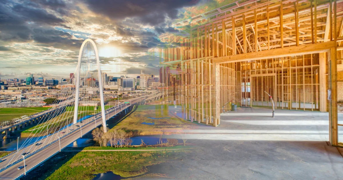 New Construction blended with the Dallas Texas Skyline